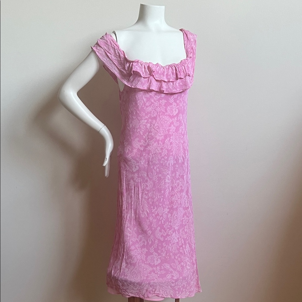 Ralph Lauren Pink ruffled floral Dress tartan tag